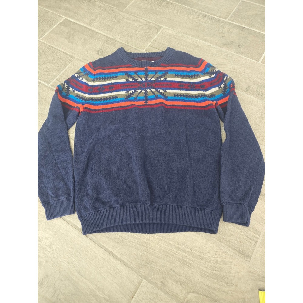 Mossimo Supply Geometric Aztec Pattern Crewneck Sweater Navy Blue‎ Medium Unisex